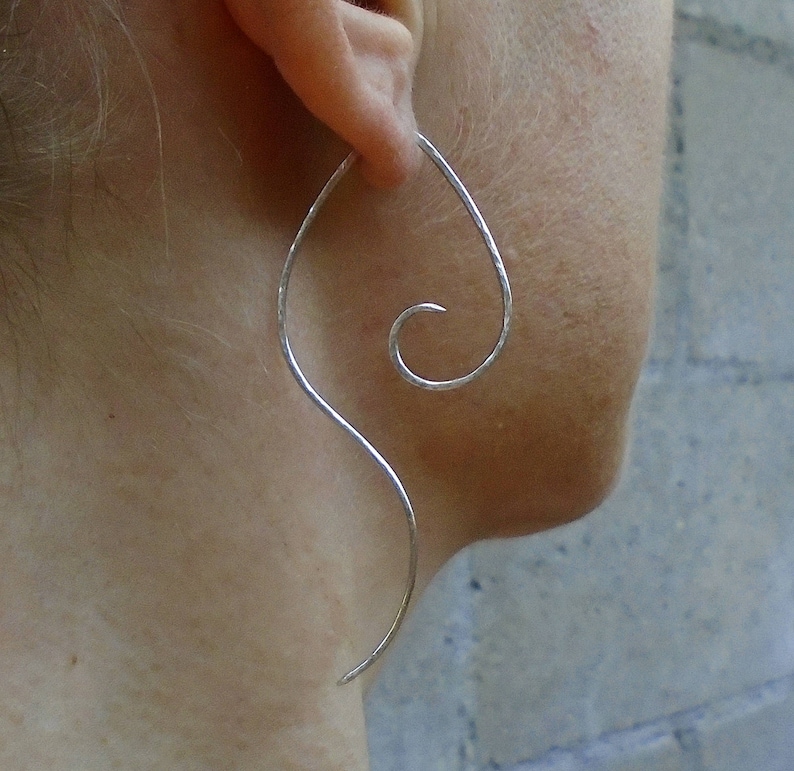 Gold Spiral Earrings Gold Threader Earrings Minimalist Etsy