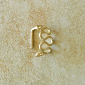 Gold Nose Stud, Ocean Wave Nose Stud, Gold Nose Ring, Nose Piercing image 4