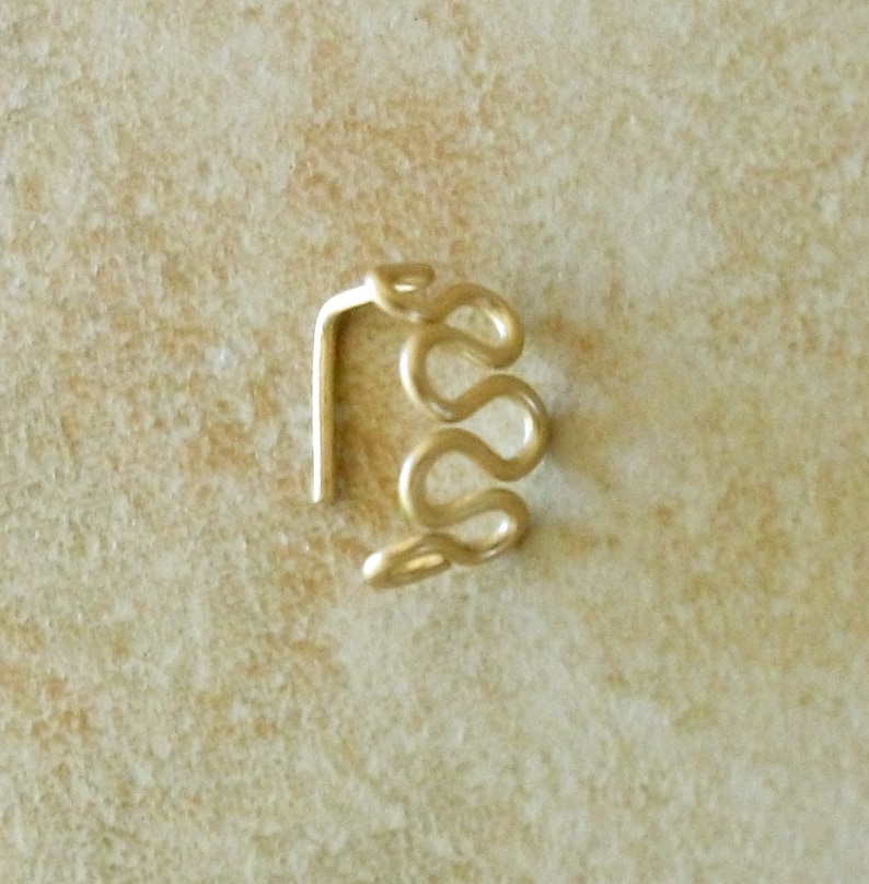 Gold Nose Stud, Ocean Wave Nose Stud, Gold Nose Ring, Nose Piercing image 4