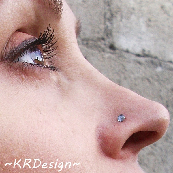Blue Topaz Nose Stud, Silver Nose Stud, Gem Nose Ring, Tragus Stud Earrings, Custom Nose Jewelry, Blue Stone Nose Stud