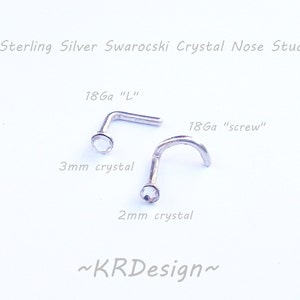 Bridal Crystal Nose Stud, Diamond Nose Stud, Silver Nose Ring, Sparkle Nose Stud, Custom Nose Jewelry, Real Crystal image 4