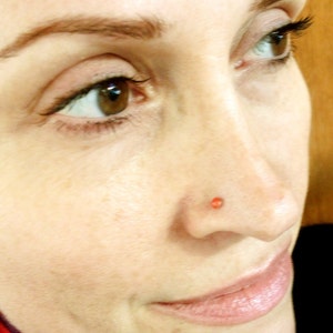 Handcrafted Sterling Silver Coral Nose Stud - 22Ga
