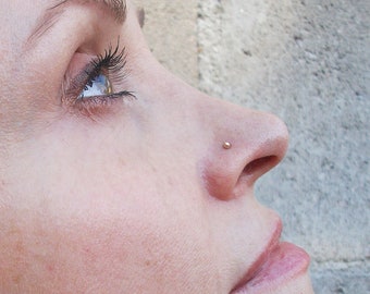 Solid Rose Gold Nose Stud, Tiny Ball Nose Stud, Ear Stud, Tragus Ring, Body Jewelry, Solid Gold Nose Ring, Nose Piercing