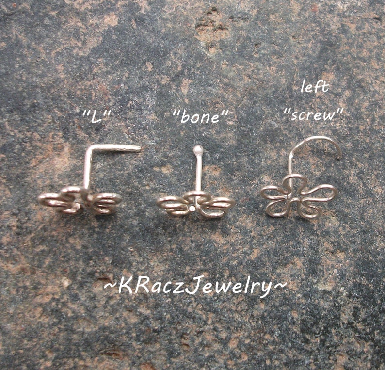 Flower Nose Stud, Tragus Piercing, Silver Nose Ring, Body Piercing, Flower Stud Earrings image 5