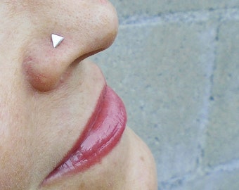 Sterling Silver Triangle Nose Stud, Nose Piercing, Tragus Jewelry, Body Jewelry, Cartlidge Jewelry, Pyramid Nose Ring