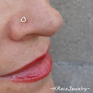 Gold Triangle Nose Stud, Triangle Nose Ring, Tragus Stud, Customized Nose Ring, Solid Gold Nose Stud, Gold Nose Ring,