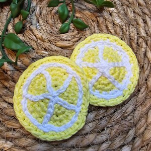 2er Set Lemon Crochet Car Untersetzer - Citrus Vibes für Ihre Getränkehalter