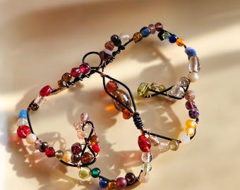 Wire Wrapped Glass Beaded Butterfly Suncatcher: Garden Decor