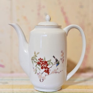 Vintage Takahashi Japanese porcelain teapor, floral and bird japanese teapot, Japanese teapot, vintage teapot, porcelain teapot