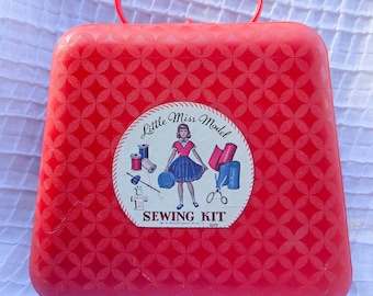 1950s Little Miss Model Sewing Kit: MCM Child's Toy with Doll
