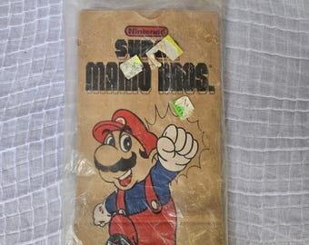 Vintage Super Mario Bros brun papperspåse lunchpåsar nya i förpackning 1990-talet Nintendo