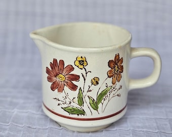 Vintage Hand Painted Creamer Pitcher, Lunastone Forest Flower, Rustic Cottage Kitchen Decor