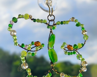 Wire Wrapped Glass Beaded Butterfly Suncatcher: Garden Decor