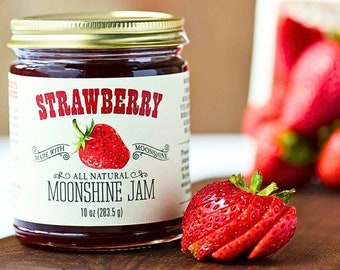 Erdbeer-Moonshine-Marmelade, rein natürliche Erdbeerkonfitüre mit Moonshine-Erdbeergelee mit Tennessee-Moonshine-Gelee, einzigartiges Feinschmecker-Geschenk