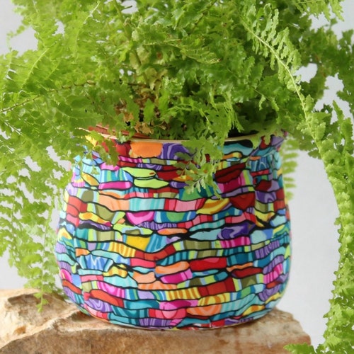 Colorful Polymer Clay Indoor Planter Etsy