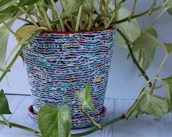 Colorful Indoor Planter with Polymer Clay, Unique Design with Coaster, Ideal Gift for Plant Enthusiasts