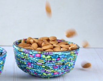 Small Stunning Teal and Green Snack Serving Bowl