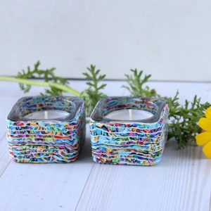 Polymer Clay Shabbat Candle Holders - Handmade Judaica Decor