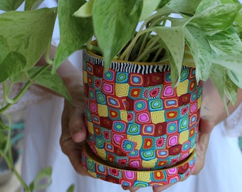 Large and Colorful Indoor Plant Pot With Drainage Plate