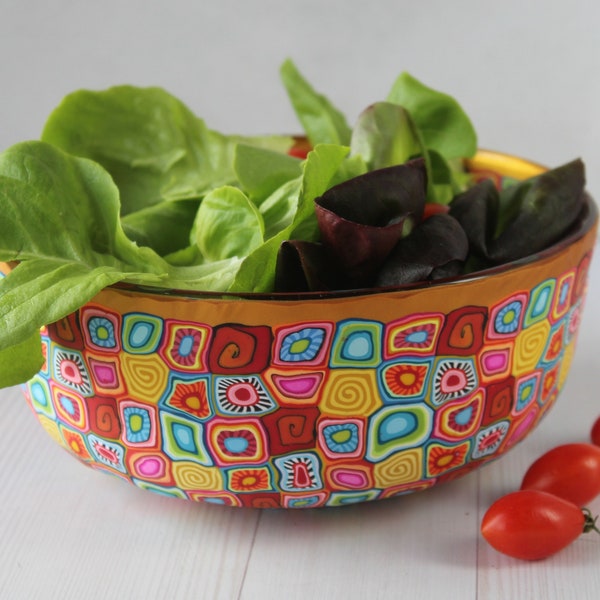 Colorful Salad Serving Glass Bowl