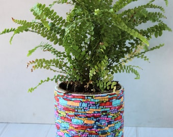 Colorful Medium Size Polymer Clay Indoor Planter with Drainage Plate