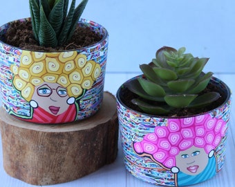 2 Small and Colorful Succulent Planters Made with Polymer Clay