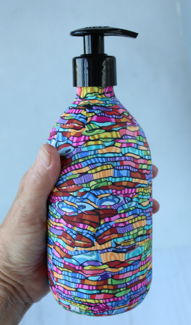 Colorful Abstract Liquid Soap Dispenser, 500ml Hand Soap Push Pump Bottle, Kitchen and Bathroom Accessories