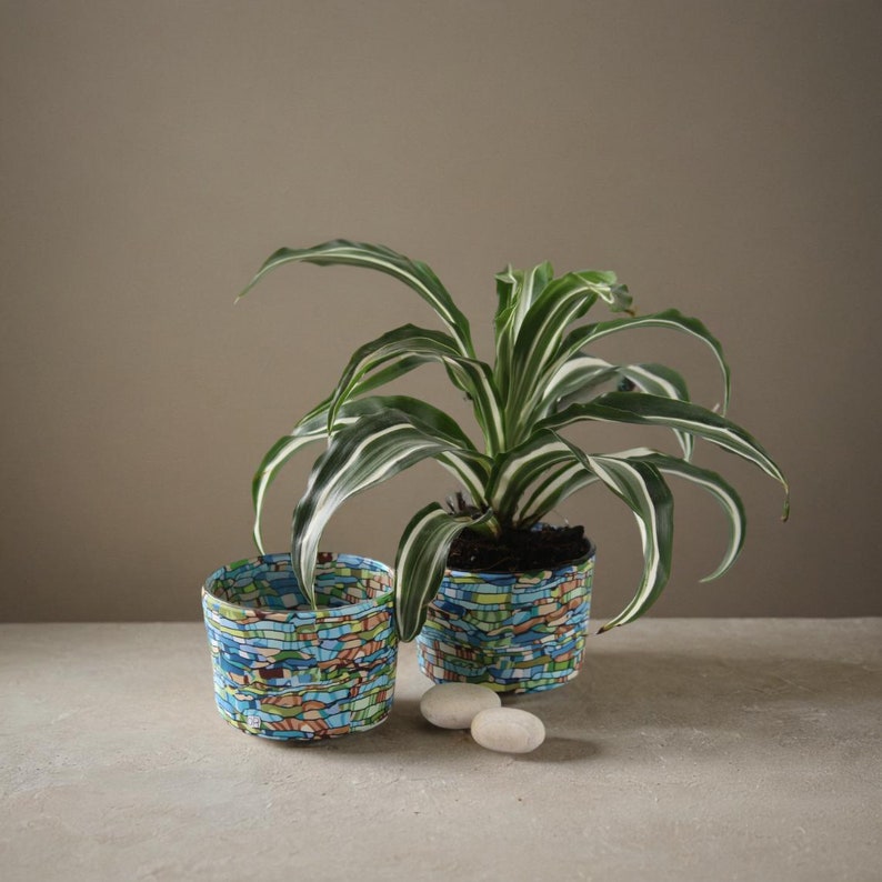 Handmade Small Succulent Planters Set of 2 Bright Pots image 10