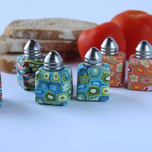 Colorful vivid mini salt and pepper shakers set image 7