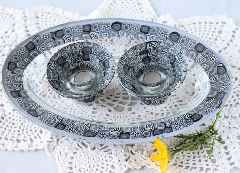 Shabbat Set of Black and White Candlesticks and Plate Etsy