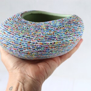 Colorful Pebble Shape Indoor Planter Medium Size, Drainage Hole image 2