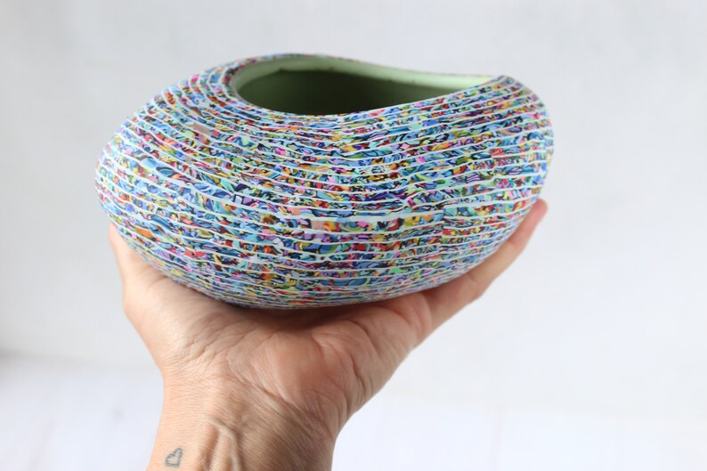 Colorful Pebble Shape Indoor Planter Medium Size, Drainage Hole image 2