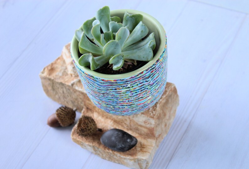 Colorful Polymer Clay Indoor Planter for Succulents and Plants Etsy