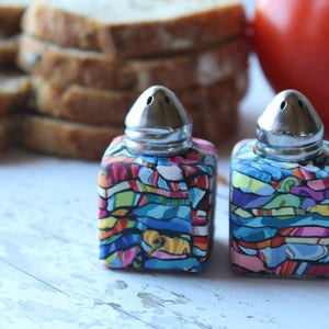 Colorful vivid mini salt and pepper shakers set image 3