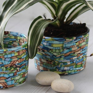 Handmade Small Succulent Planters Set of 2 Bright Pots image 4