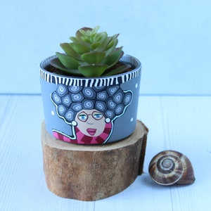 Small Colorful Funny Succulent Indoor Planter, Unique Design with Polymer Clay, Gift for Plant Lovers