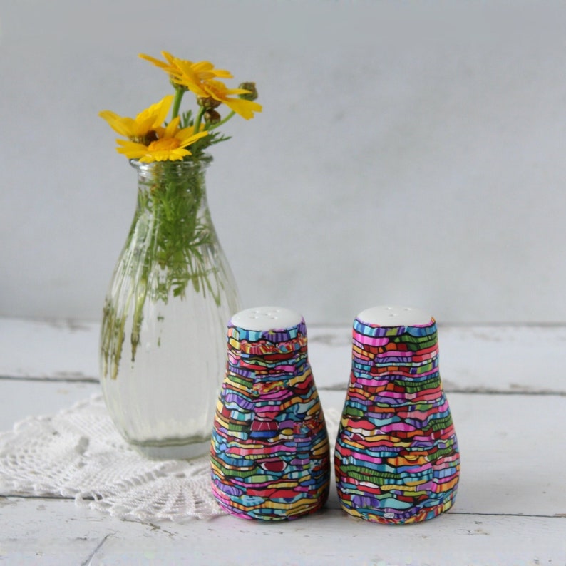 Colorful Salt and Pepper Shakers , Unique Kitchen Accessories image 1