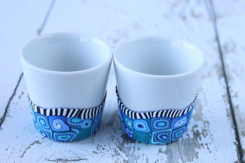 Set of Two Vibrant Blue Espresso Cups Etsy