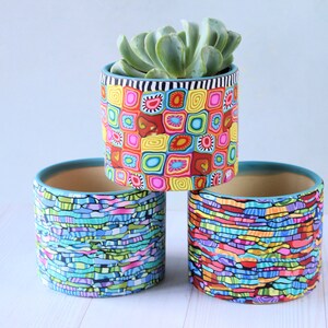 Colorful Indoor Mini Planter, Bright and Vibrant Statement Small Pot image 9