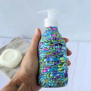 Soap Dispenser with Polymer Clay, Lotion Pump Bottle, Glass Bathroom & Kitchen Decor, Housewarming Gift