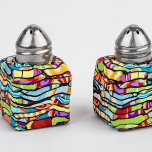 Colorful vivid mini salt and pepper shakers set image 1