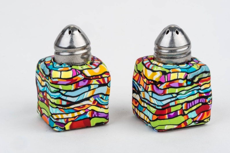 Colorful vivid mini salt and pepper shakers set image 1