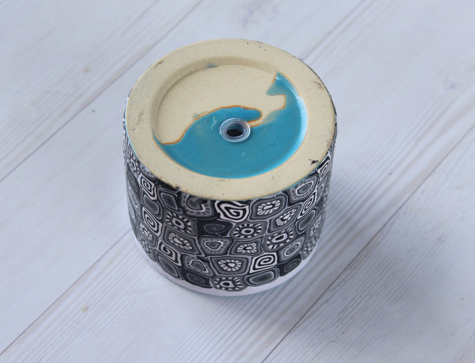 Small Black and White Indoor Pot for Plants Cacti and Etsy