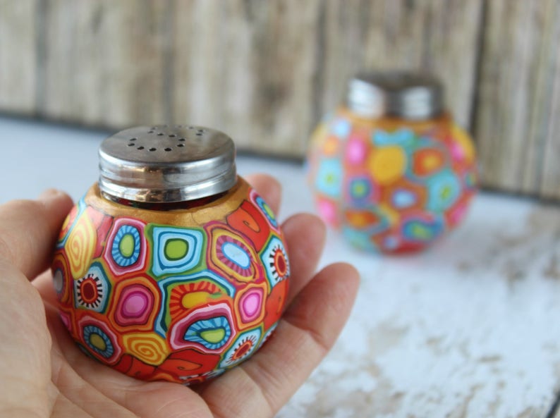 Unique colorful salt and pepper set