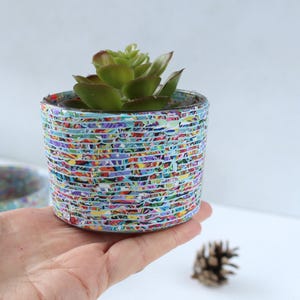 Colorful Polymer Clay Indoor Planters, Set of 2 Succulent Pots, Minimalist Home Decor, Gift for Plant Lovers
