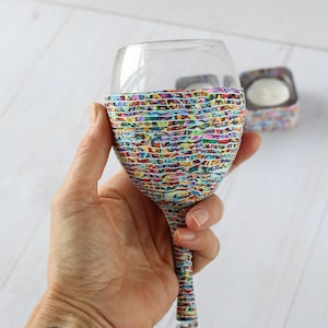 Colorful Shabbat Kiddush Cup - Vibrant Goblet for a Memorable Ceremony