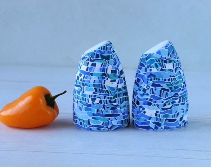 Unique Blue Salt and Pepper Shakers - Refillable Novelty Tabletop Accessories