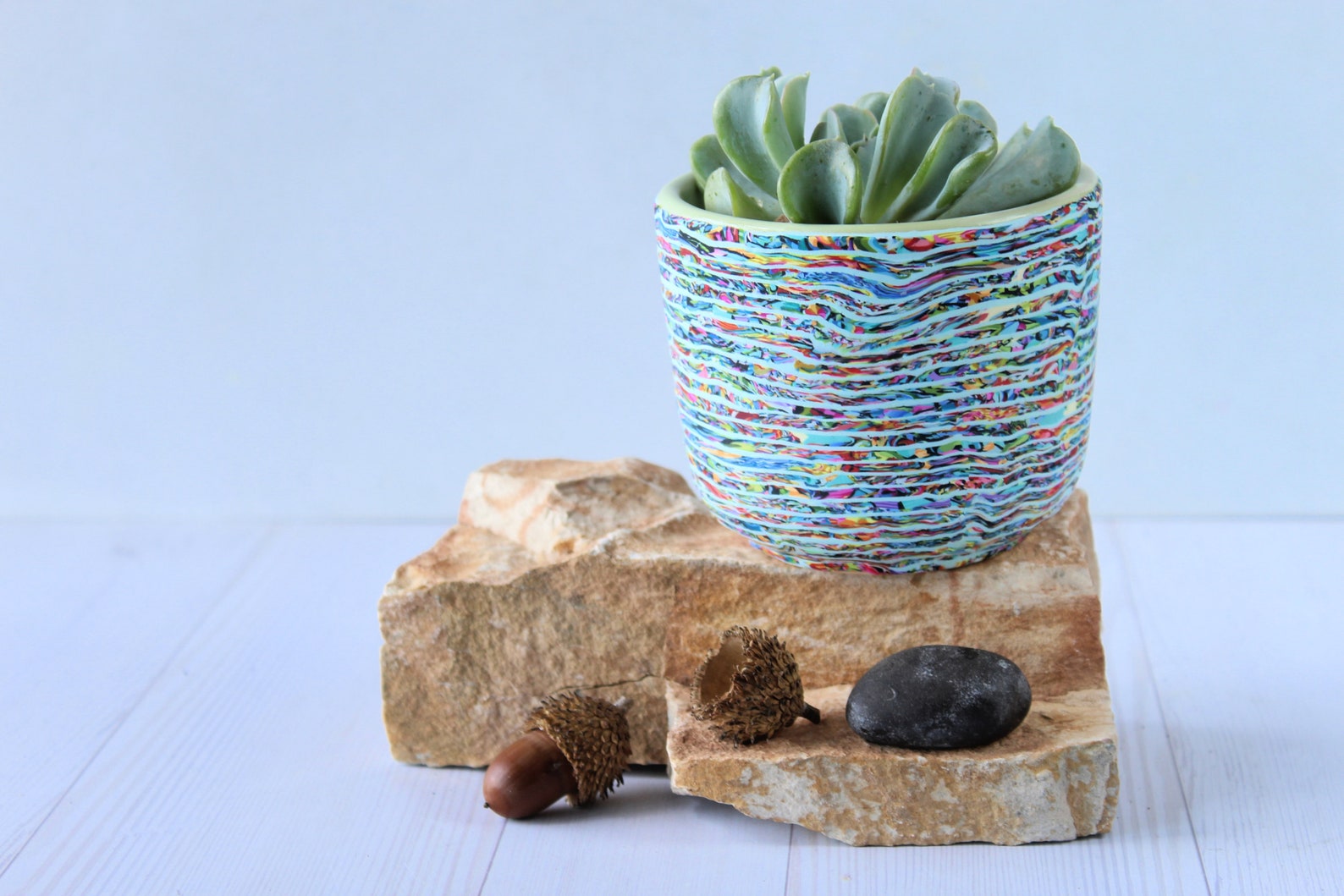 Colorful Polymer Clay Indoor Planter for Succulents and Plants Etsy