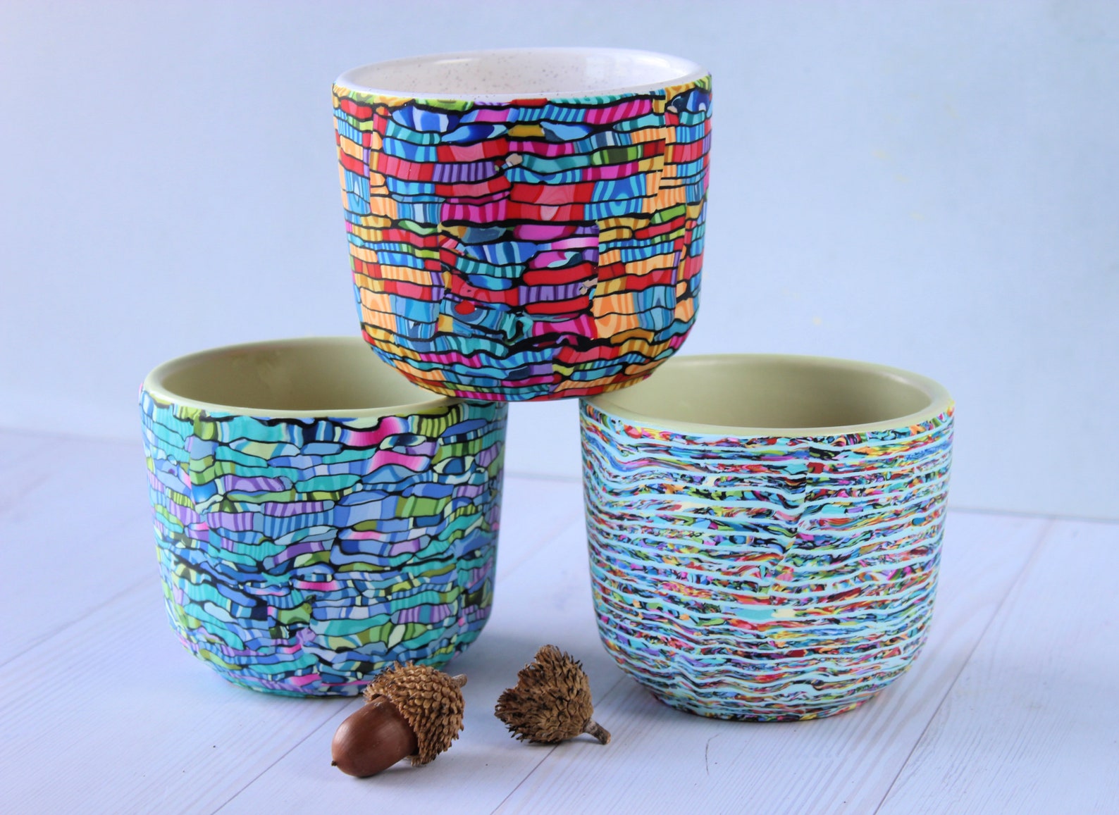 Colorful Polymer Clay Indoor Planter for Succulents and Plants Etsy