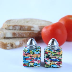 Colorful vivid mini salt and pepper shakers set image 2